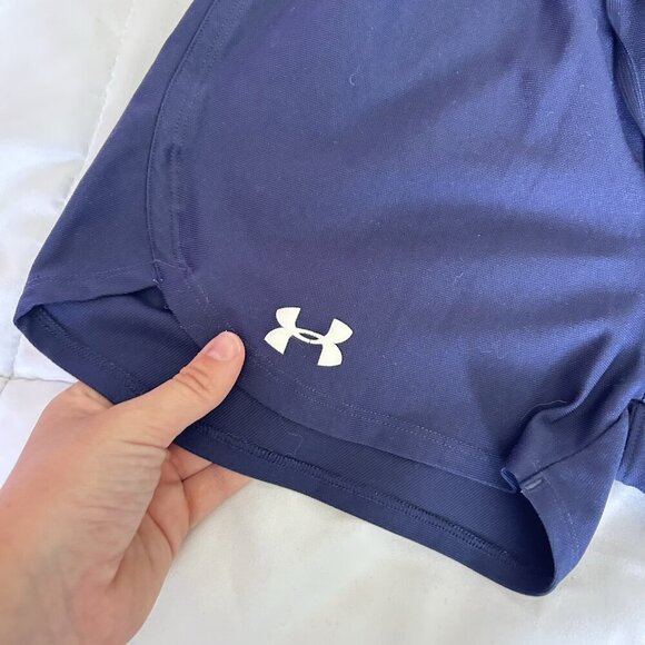 Under Armour Womens XS Blue Pink Activewear Shorts Drawstring Running Yoga Gym - Picture 2 of 6